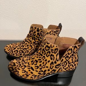 Vionic Leopard Print Calf Hair Ankle Boots